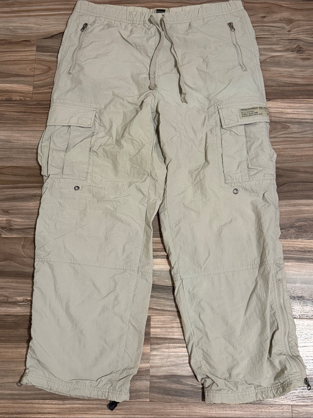 VTG Abercrombie & Fitch Cargo Pants Men L Khaki Tan Lined Paratrooper Y2K Street